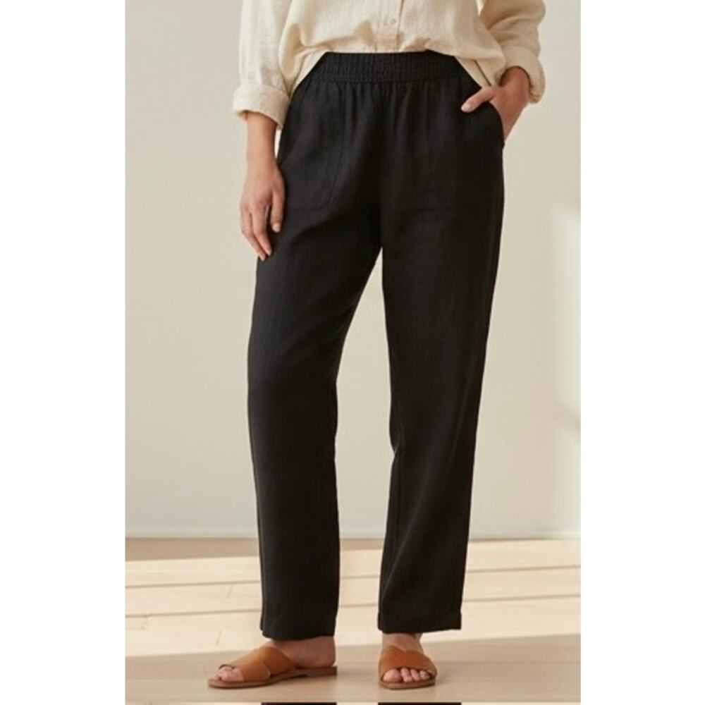Sonoma Life Style Women's Mid-Rise Straight Leg Linen Blend Pants Black size 10 - Picture 1 of 7